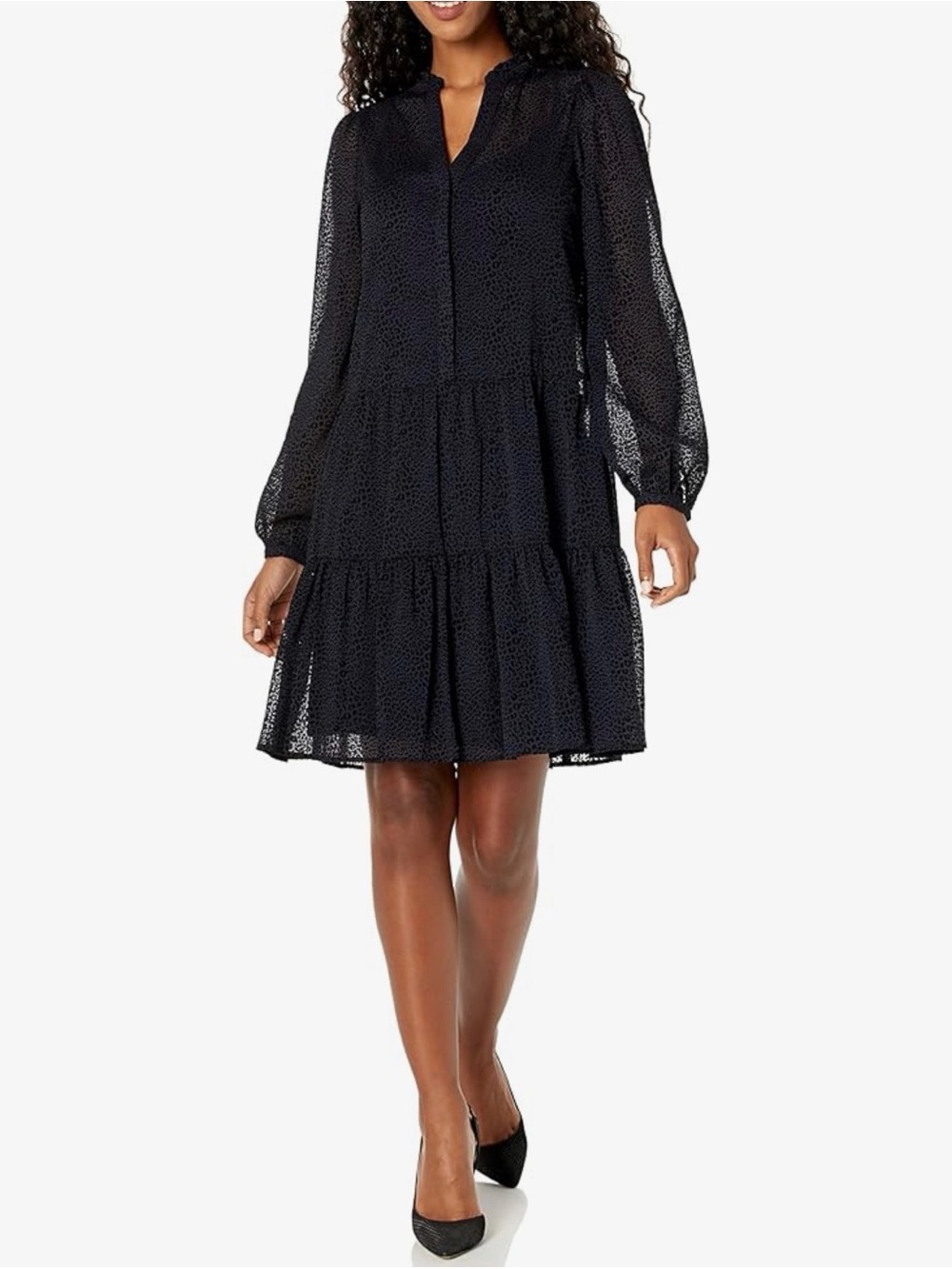 Tommy Hilfiger Womens Chiffon Long Sleeve V-Neck Shift Dress, size 16